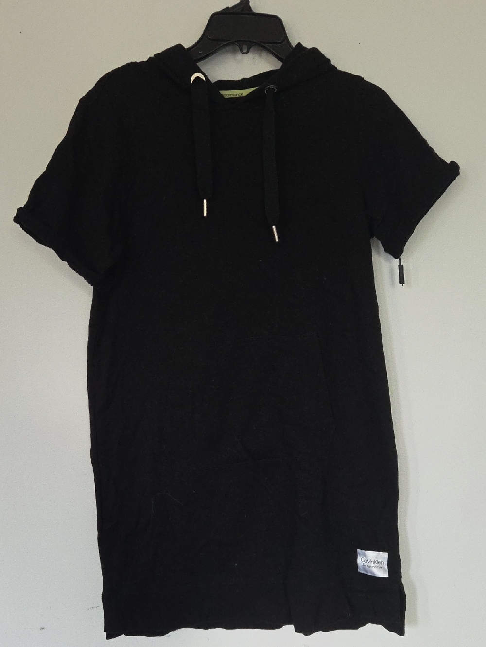 Black Short Sleeve Hoodie Dress